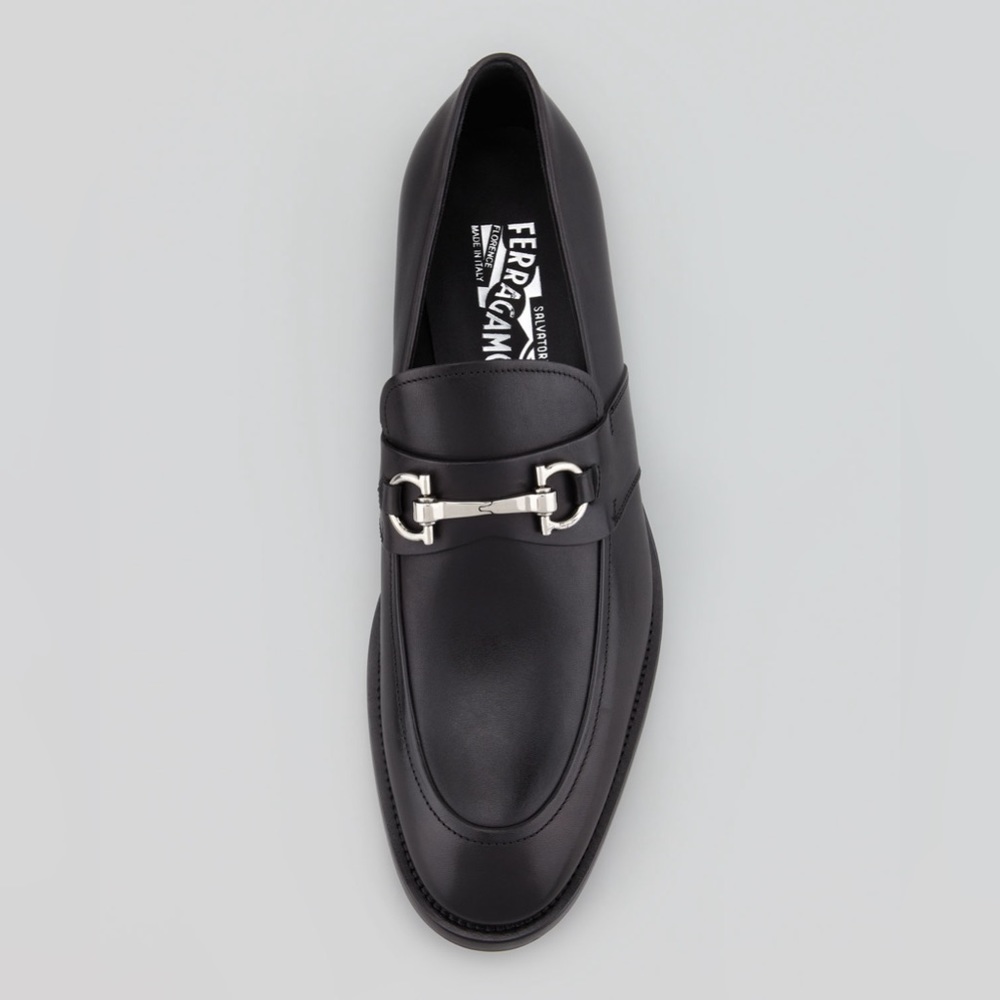 Ferragamo Men’s Siracusa 2 Gancini Slip-on, size 12 D, Nero Calf, NIB